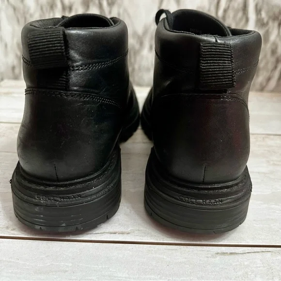 Cole Haan Mens Size 9 Black Leather Tahoe Featherfeel Ankle Lace Up Lug Boots - Picture 3 of 12